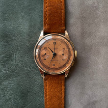 Load image into Gallery viewer, Chronograph Suisse Solid 18KT Rose Gold with a rare Bronze Dial