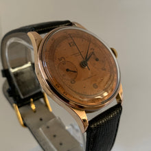 Load image into Gallery viewer, Chronograph Suisse Solid 18KT Rose Gold with a rare Bronze Dial
