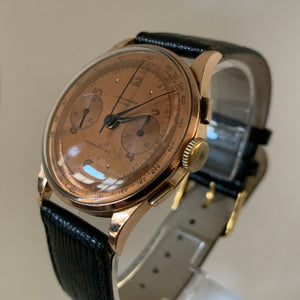 Chronograph Suisse Solid 18KT Rose Gold with a rare Bronze Dial