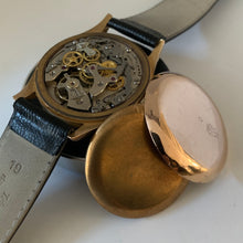 Load image into Gallery viewer, Chronograph Suisse Solid 18KT Rose Gold with a rare Bronze Dial
